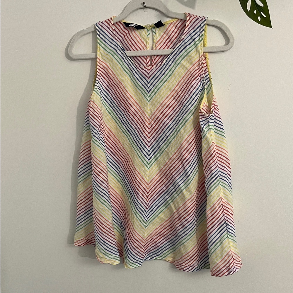 100% Linen 🌈 Rainbow Stripe Tank Top - Picture 6 of 6